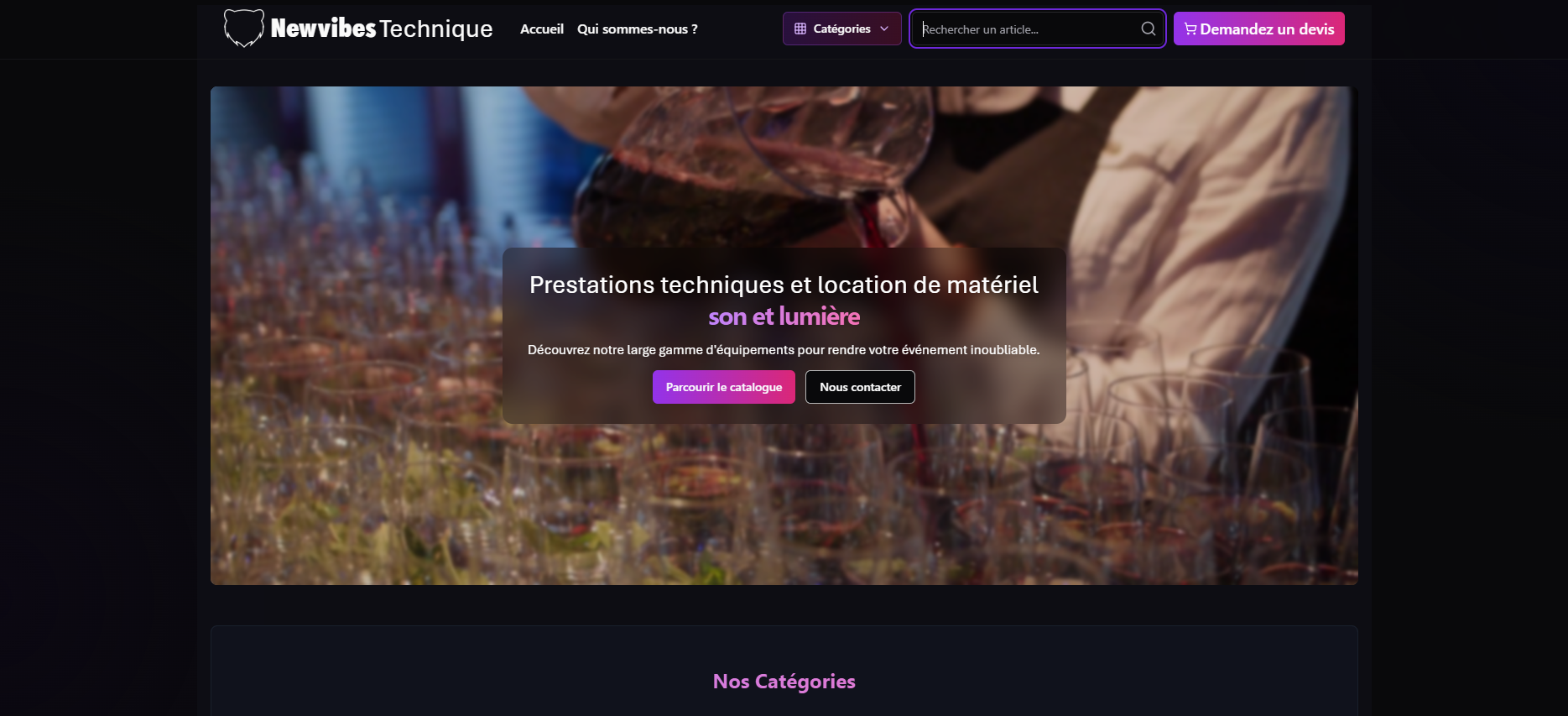 Catalogue interactif Newvibes avec interface d'administration et tableau de bord statistique